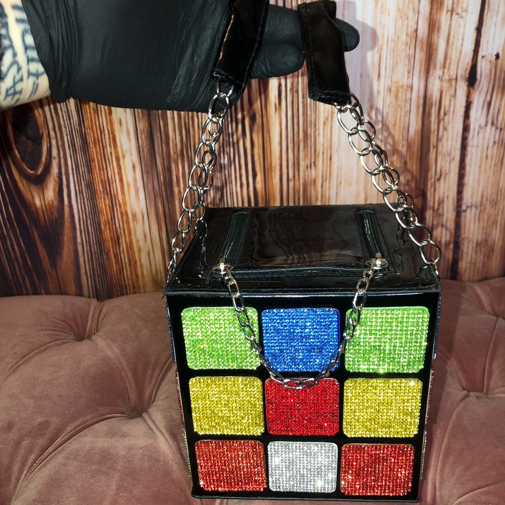 NWOT Custom Rhinestone Dolls Kill Rubix Cube Bag - Picture 13 of 15